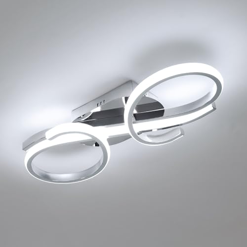 GOECO Kreatives LED-Deckenleuchtendesign, Chromfarbe, 42 x 16 x 7 cm, weißes Licht 6500 K, 36 W, perfekt für Funktionsräume_voghion.com
